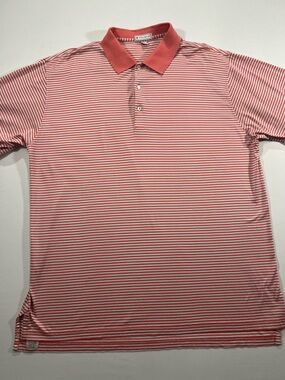 Peter Millar Crown Sport Polo XL Coral Stripe Golf Shirt Senators Classic